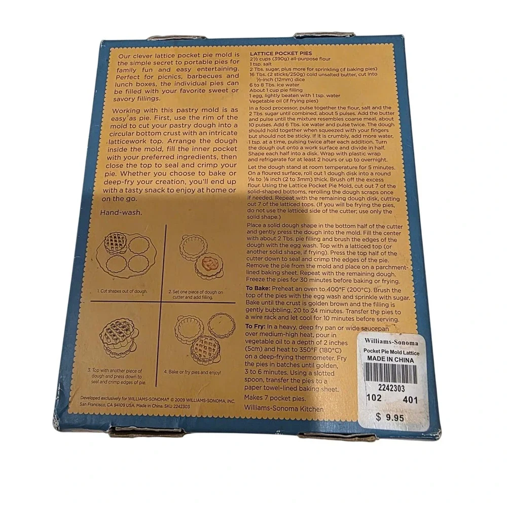 Williams Sonoma‎ Lattice Pocket Pie Mold Cutter Seal Cutter Tool individual